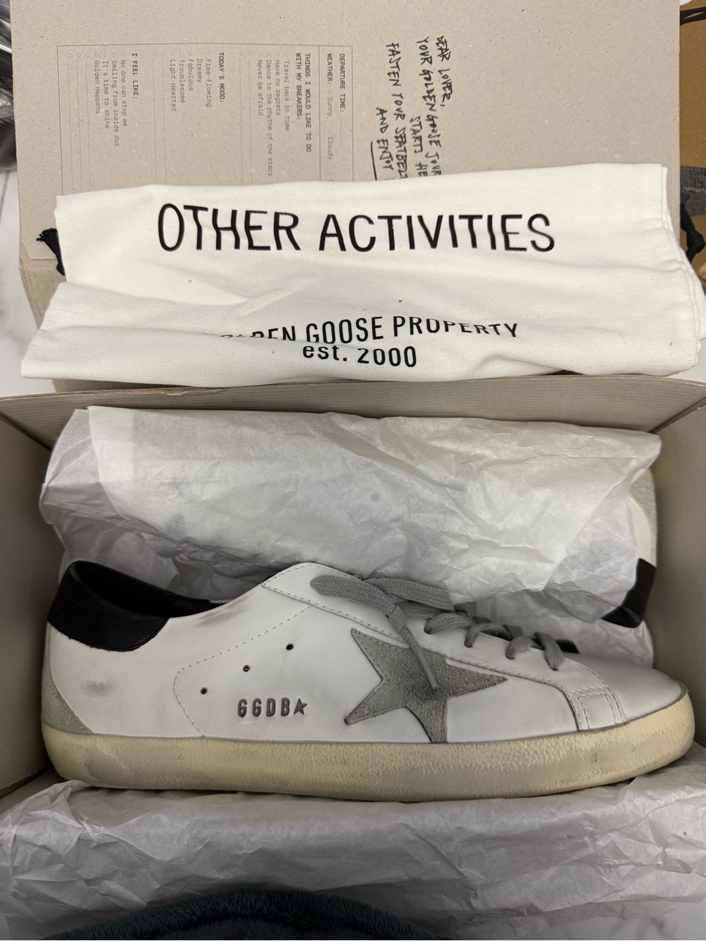 Golden Goose White Leather Sneakers with Gray Star